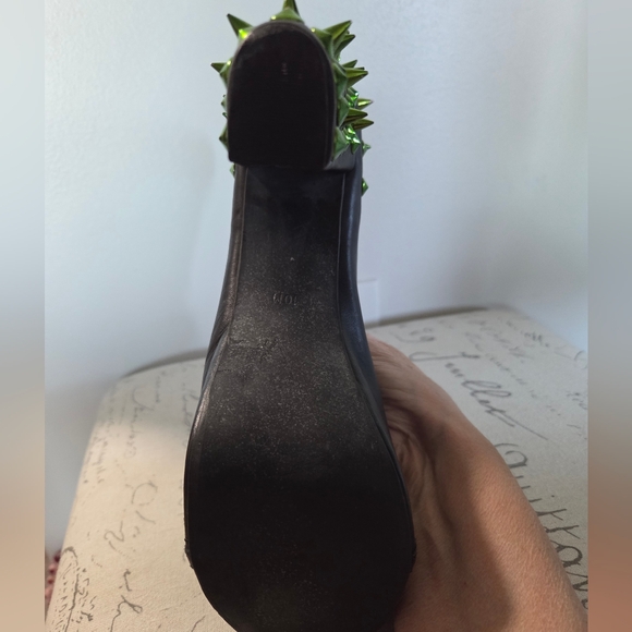 Jeffrey Campbell Womens Green Spike Platform Ankle Boots Black Size 10 - Picture 12 of 14
